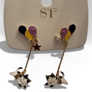 Cute Cat and Balloon Earrings